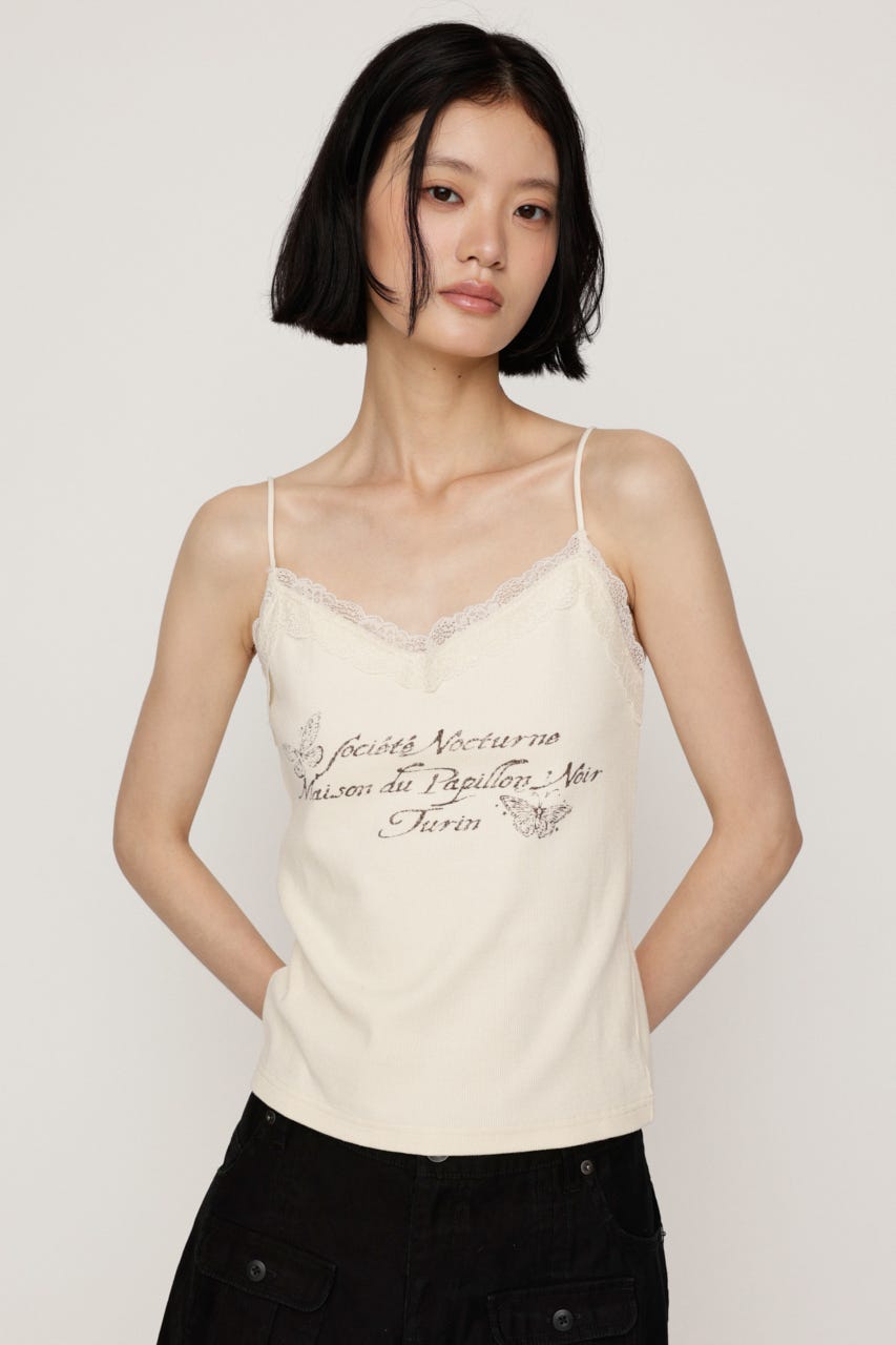LACE CAMI LOGO トップス