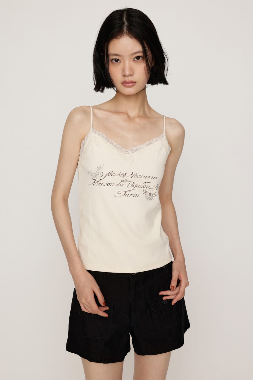 LACE CAMI LOGO トップス O/WHT FREE
