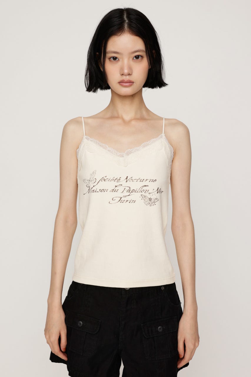 LACE CAMI LOGO トップス O/WHT FREE