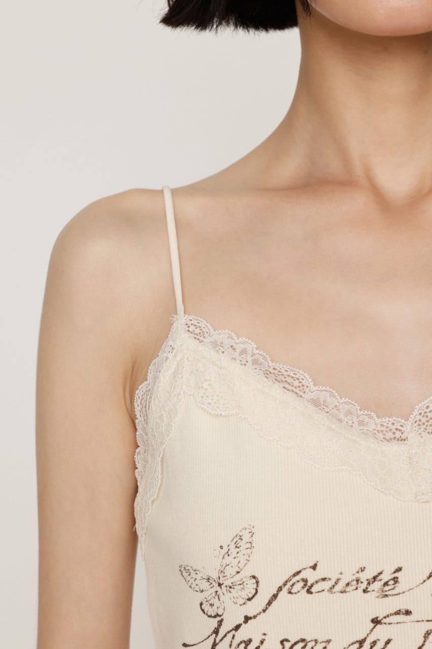 LACE CAMI LOGO トップス O/WHT FREE