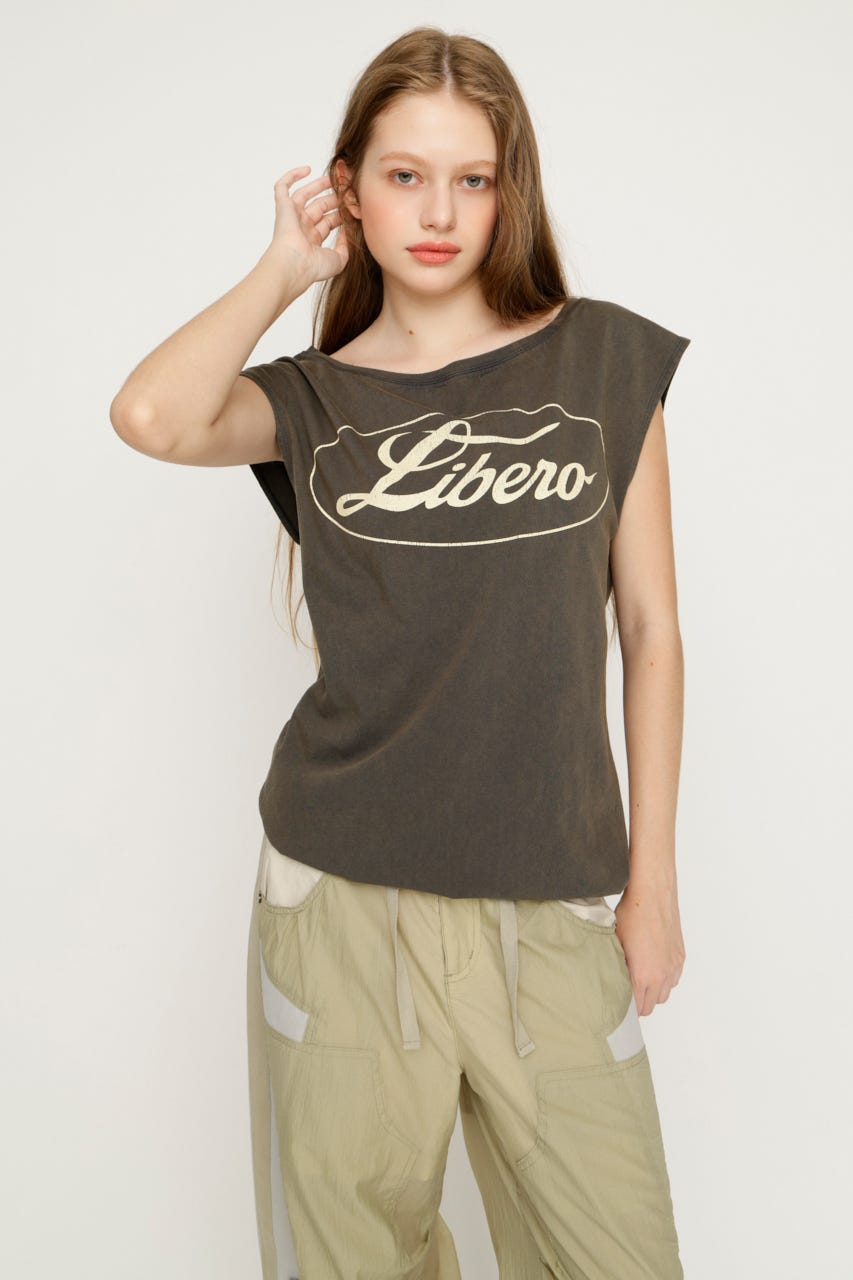 ONE SHOULDER LOGO トップス BLK FREE