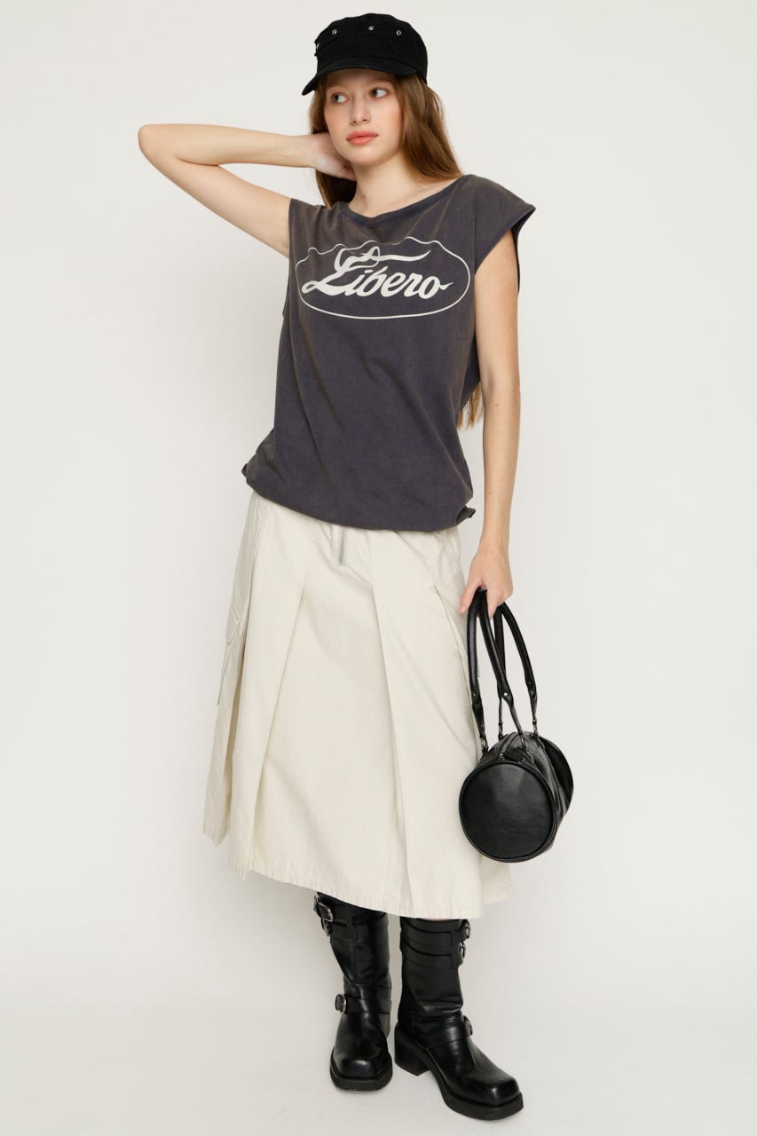 ONE SHOULDER LOGO トップス NVY FREE