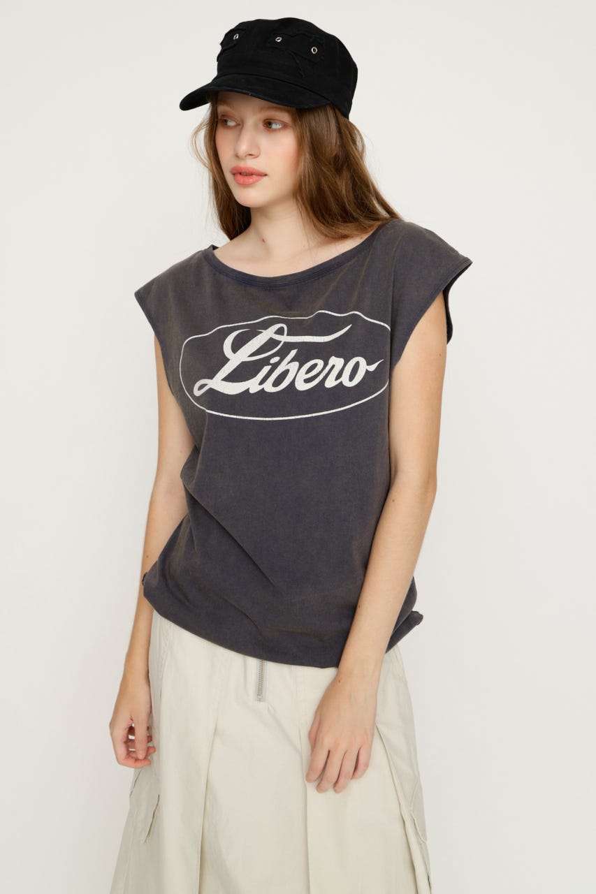 ONE SHOULDER LOGO トップス NVY FREE