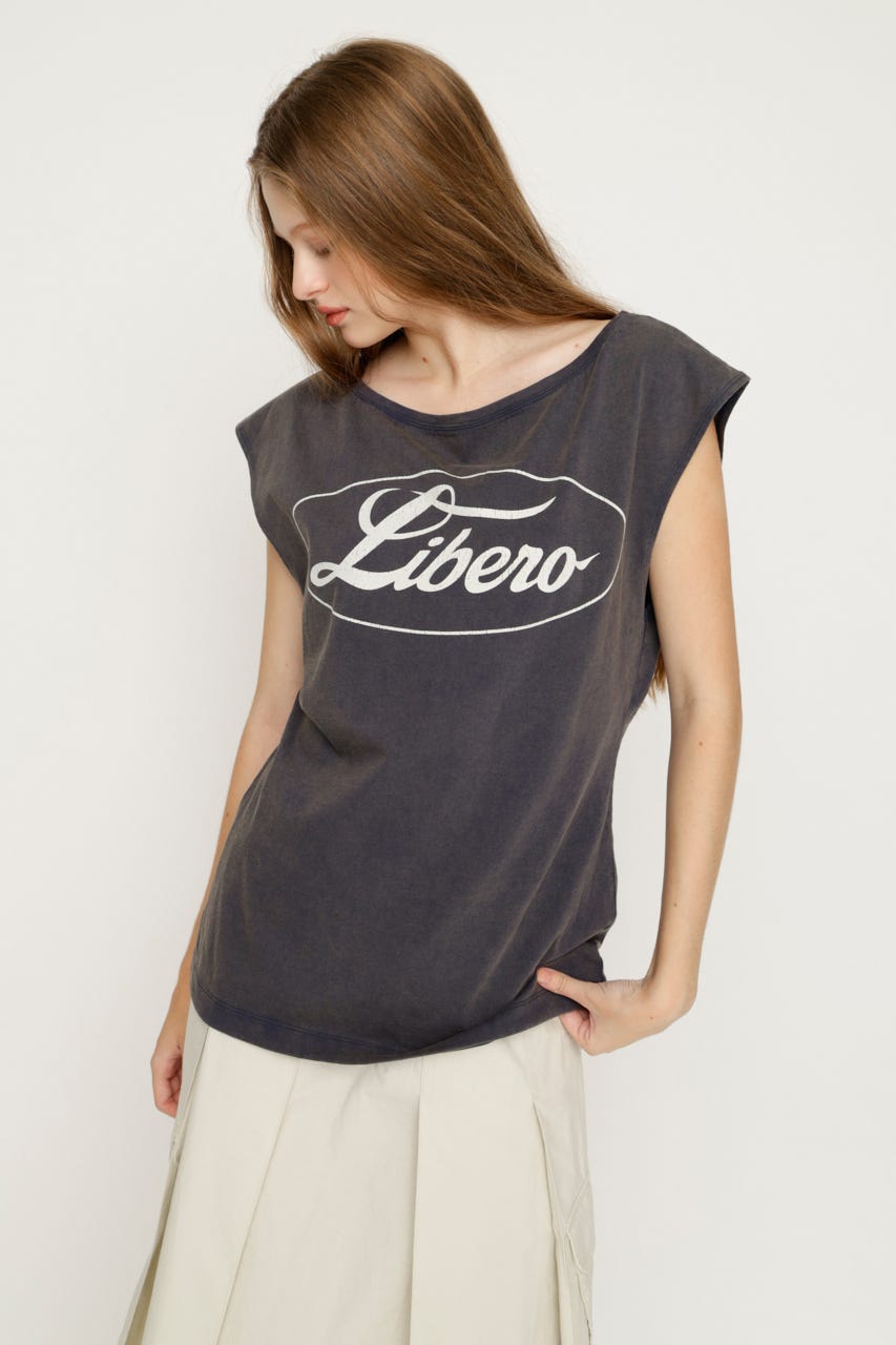 ONE SHOULDER LOGO トップス NVY FREE