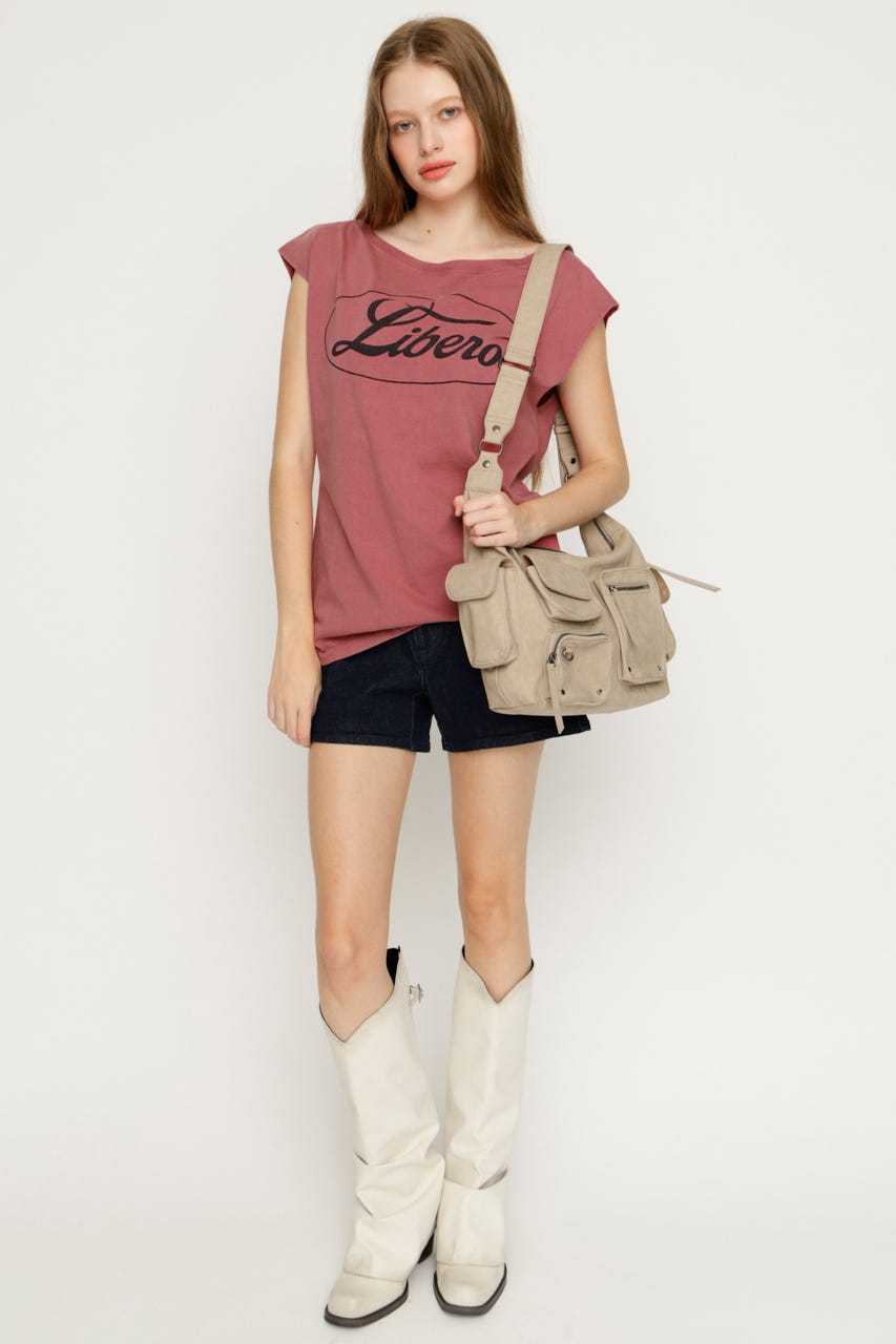 ONE SHOULDER LOGO トップス PNK FREE