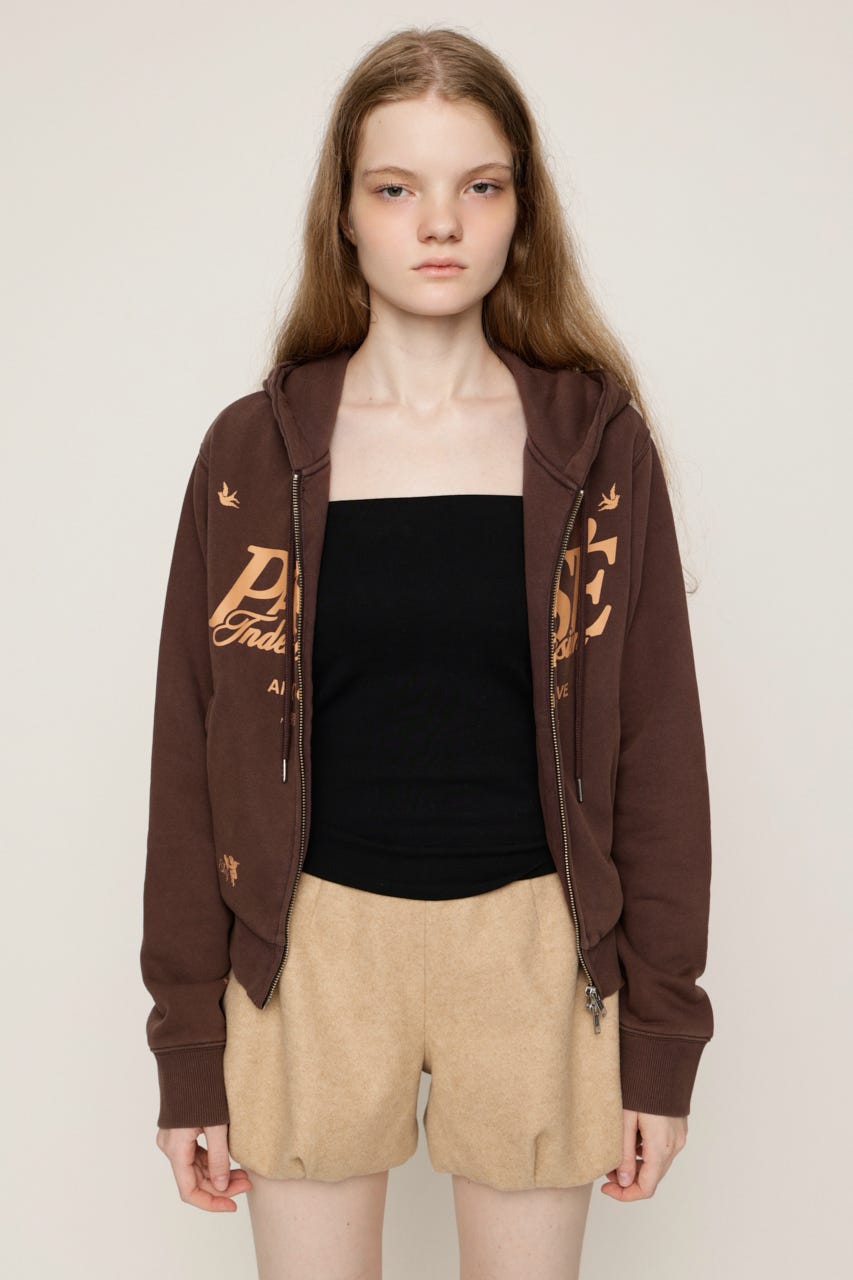 2 SIZE LOGO HOODIE BRN 2