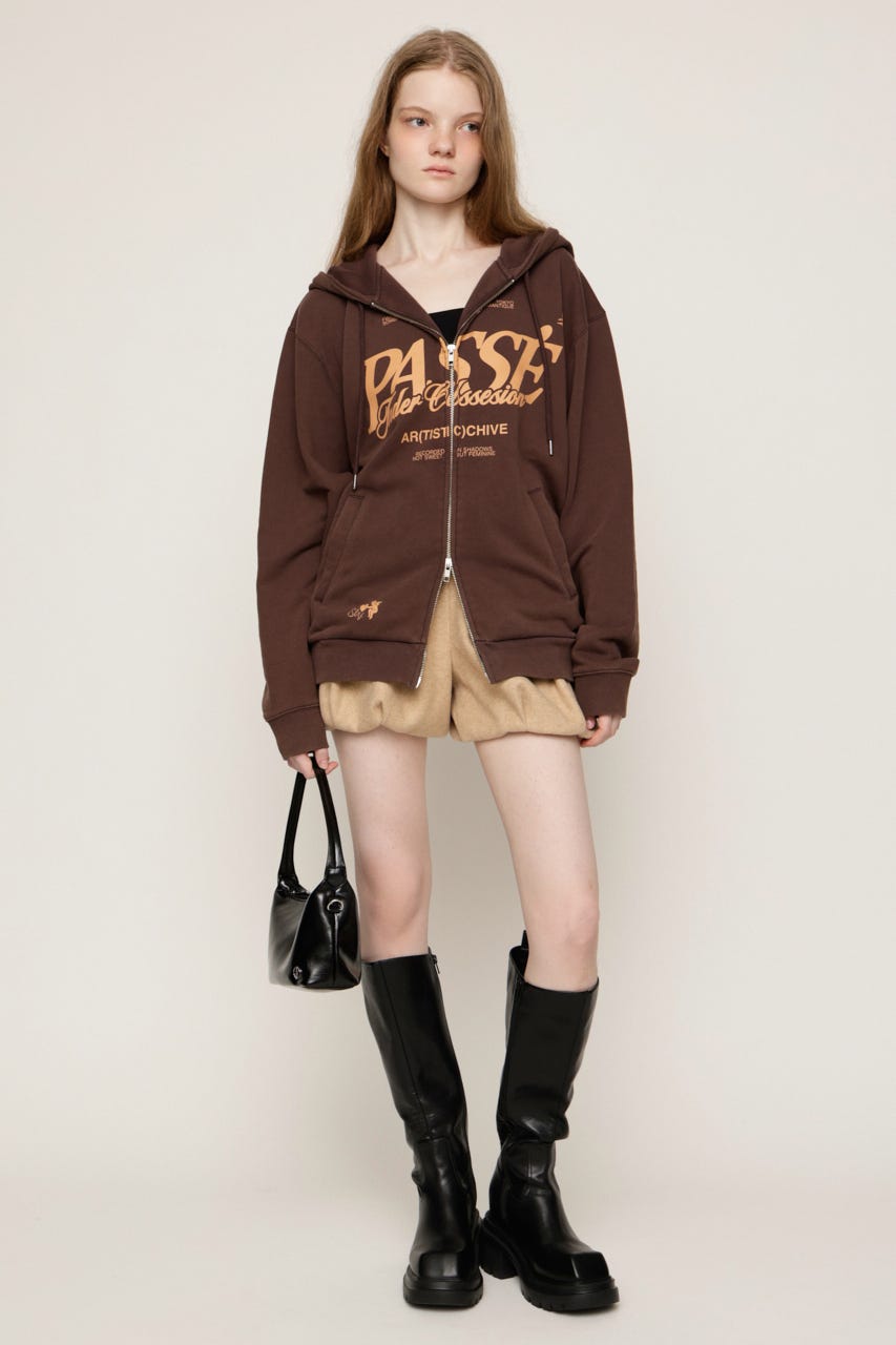 2 SIZE LOGO HOODIE BRN 2