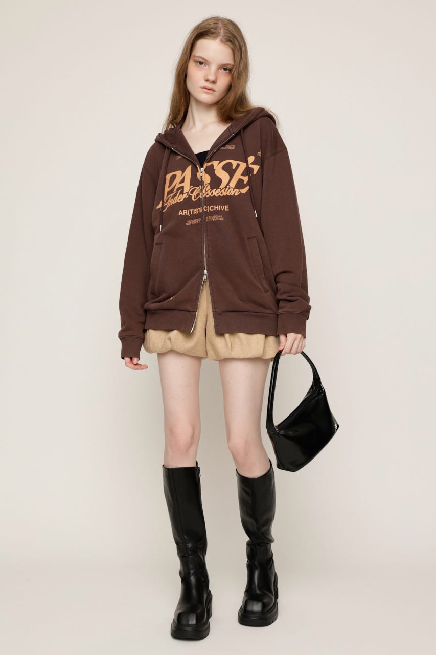 2 SIZE LOGO HOODIE BRN 2
