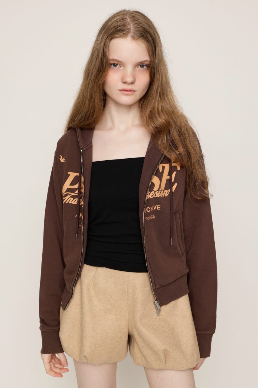 2 SIZE LOGO HOODIE BRN 2
