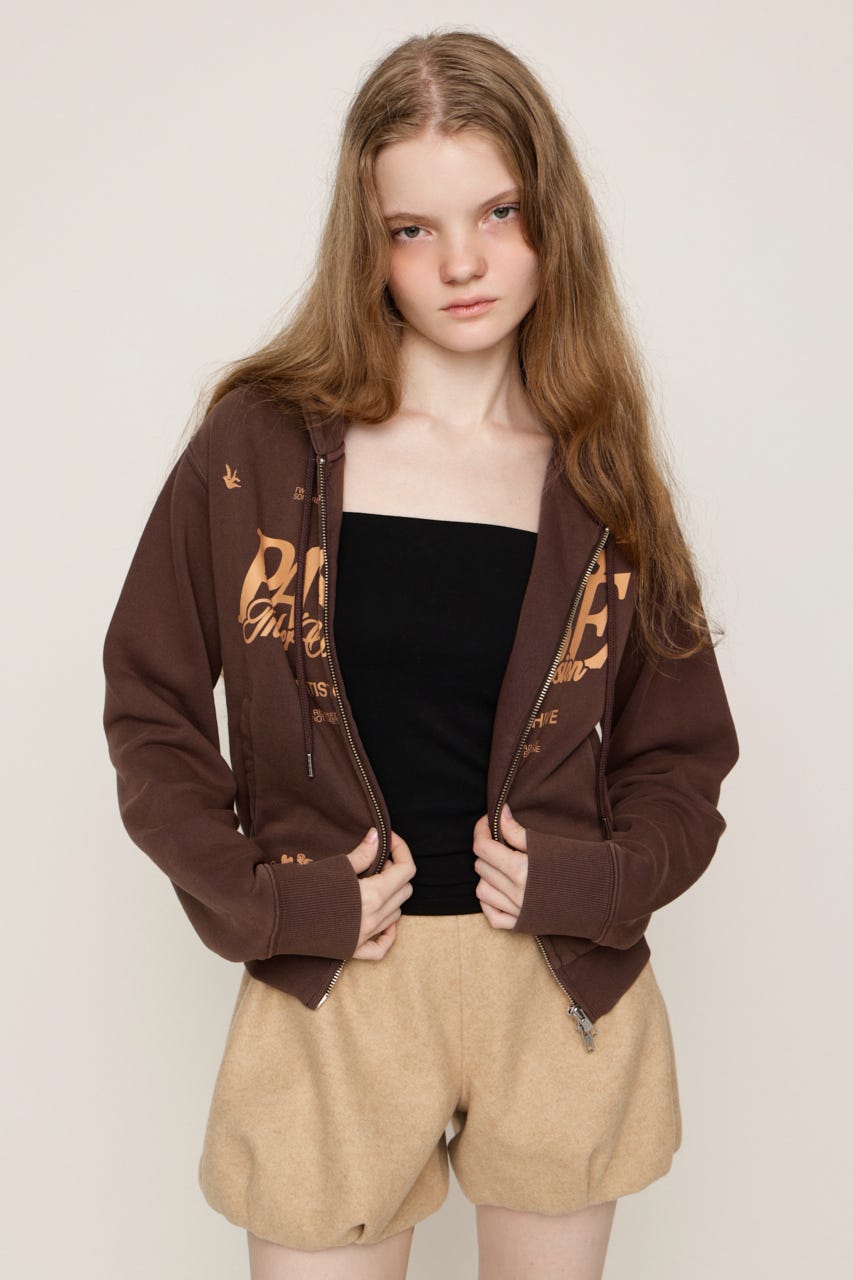 2 SIZE LOGO HOODIE BRN 2