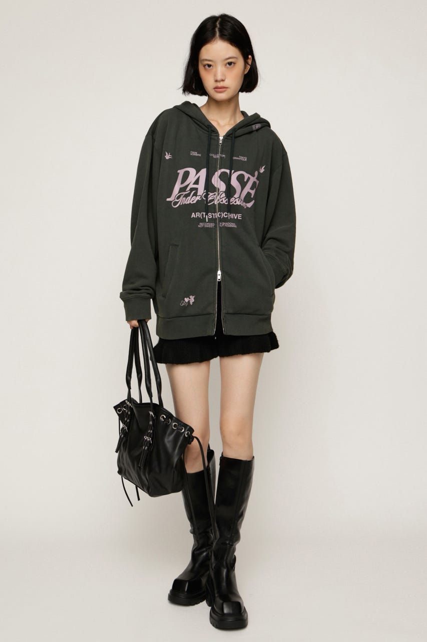 2 SIZE LOGO HOODIE L/BLK 2