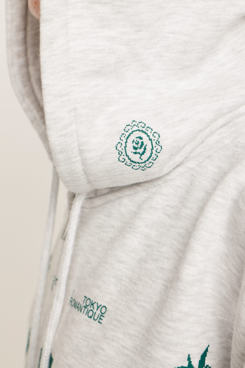 2 SIZE LOGO HOODIE M/WHT 1