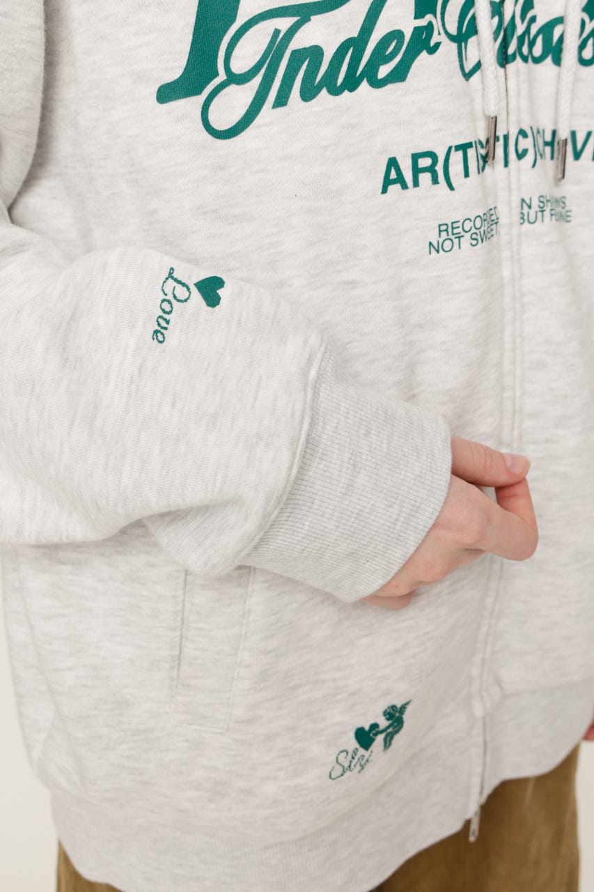 2 SIZE LOGO HOODIE M/WHT 1