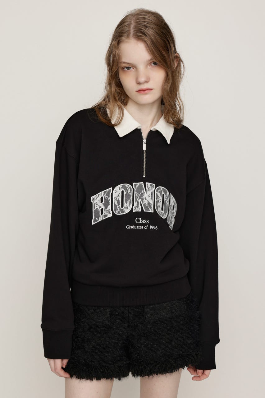 WOVEN COLLAR LOGO SW トップス BLK FREE