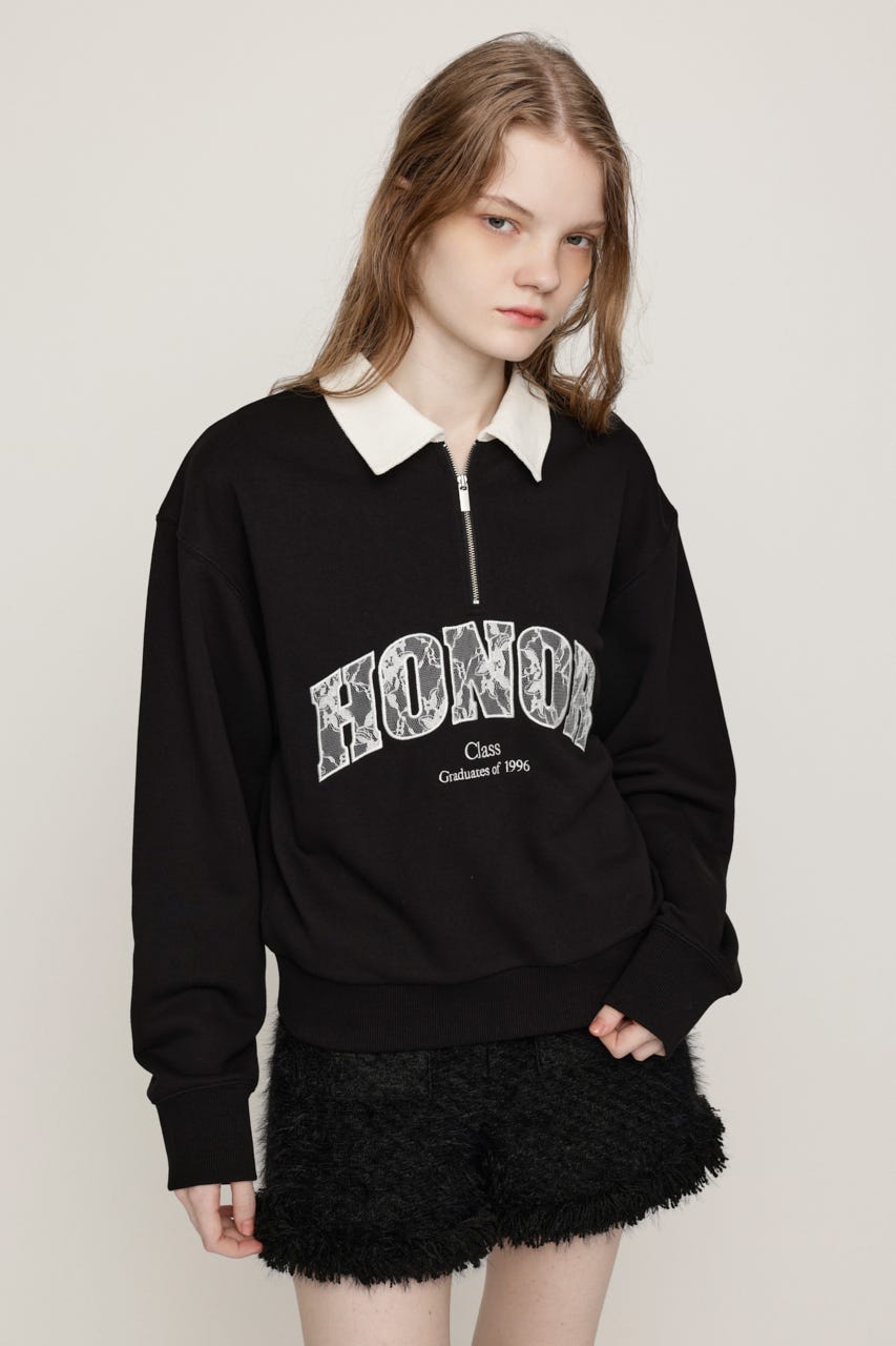 WOVEN COLLAR LOGO SW トップス BLK FREE