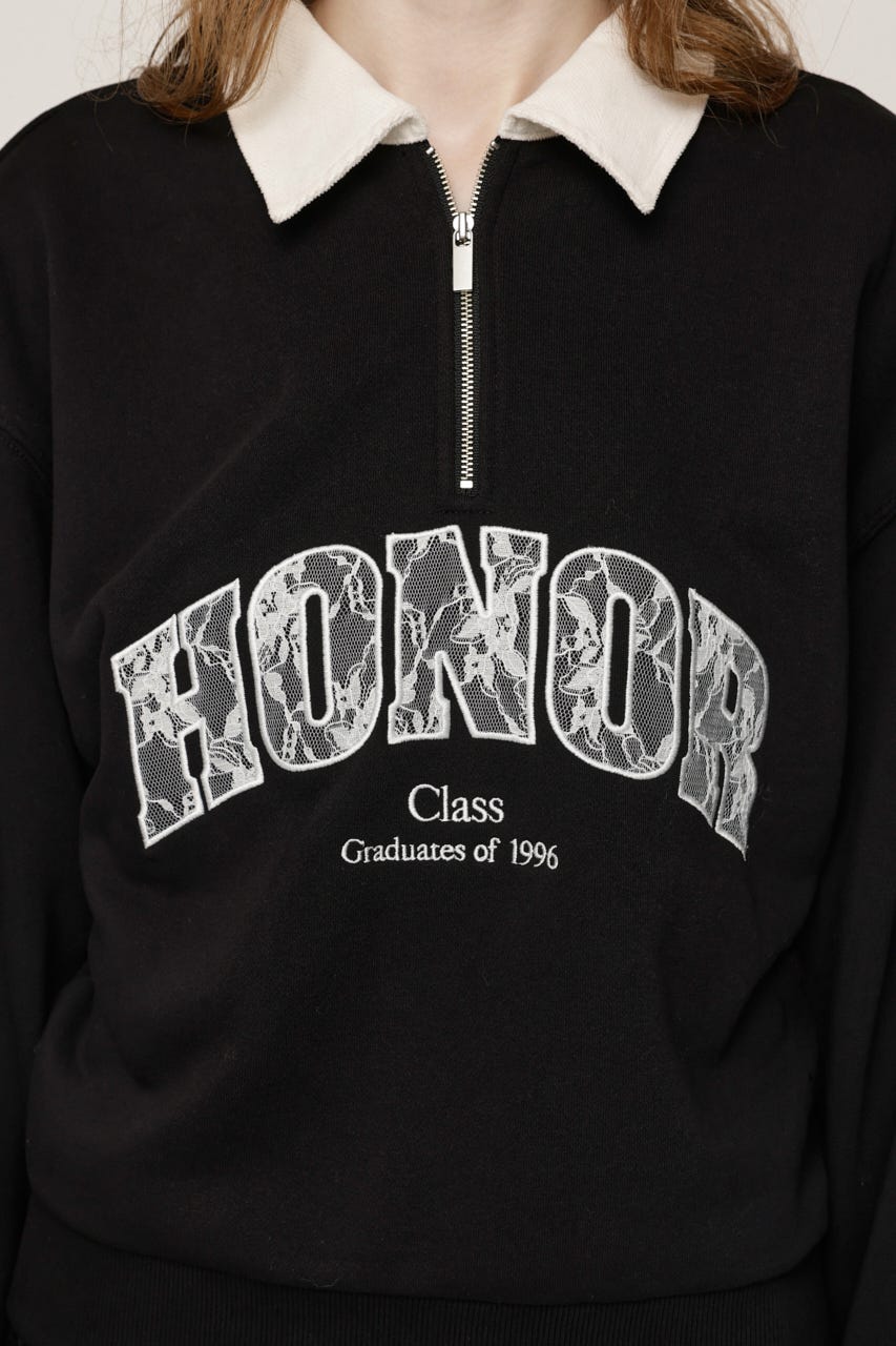 WOVEN COLLAR LOGO SW トップス BLK FREE