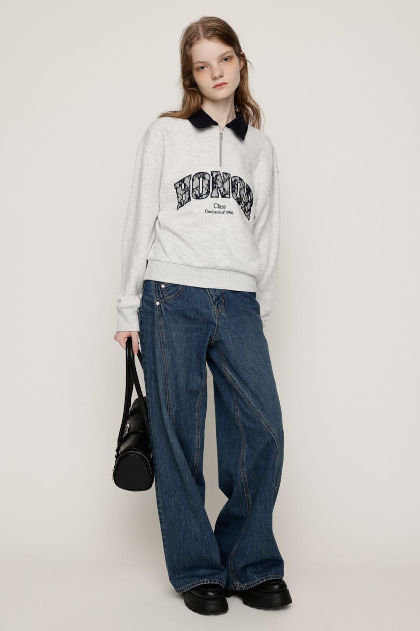 WOVEN COLLAR LOGO SW トップス T.GRY FREE