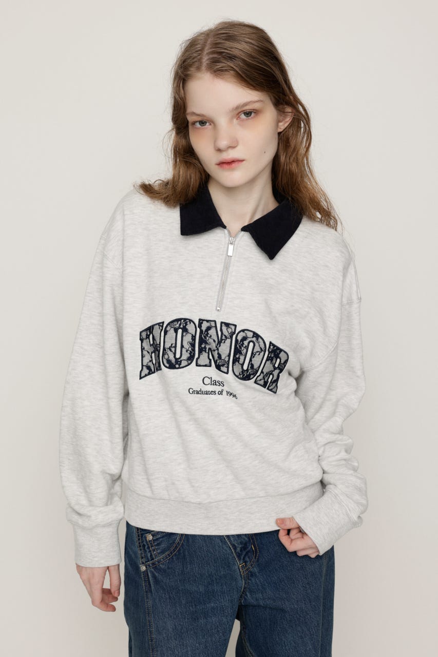 WOVEN COLLAR LOGO SW トップス T.GRY FREE