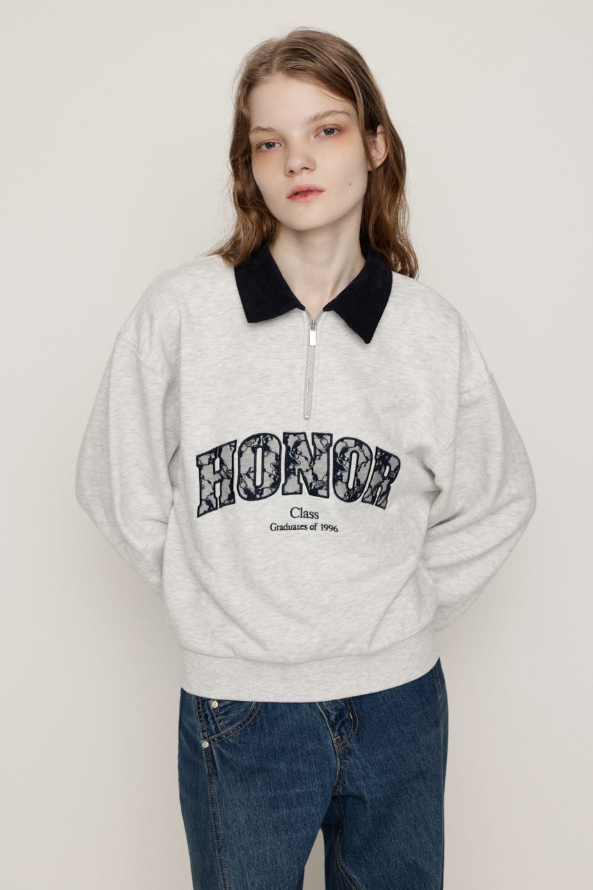 WOVEN COLLAR LOGO SW トップス T.GRY FREE
