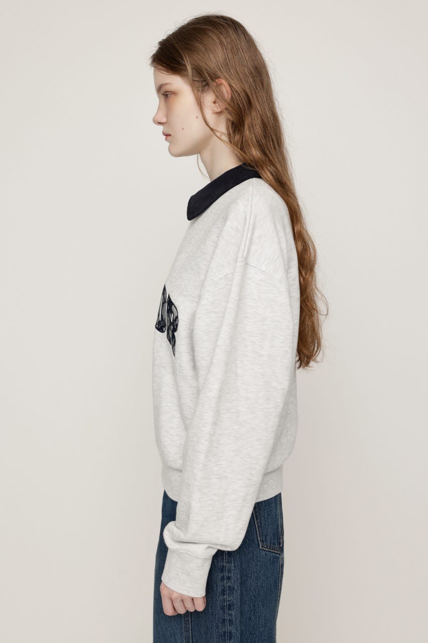 WOVEN COLLAR LOGO SW トップス T.GRY FREE