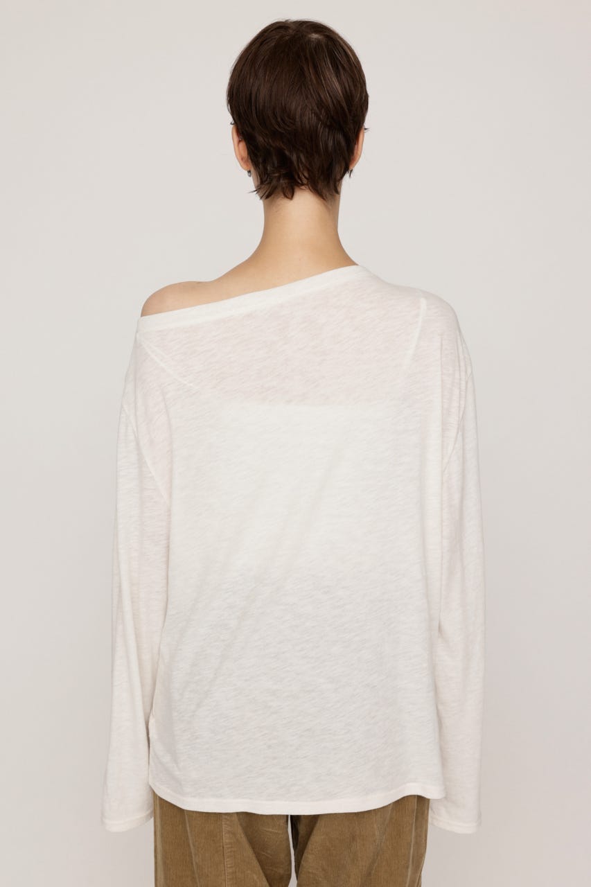 ONE SHOULDER PHOTO LOGO トップス O/WHT FREE