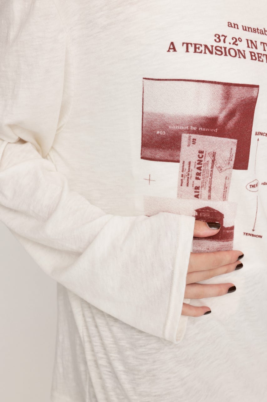 ONE SHOULDER PHOTO LOGO トップス O/WHT FREE