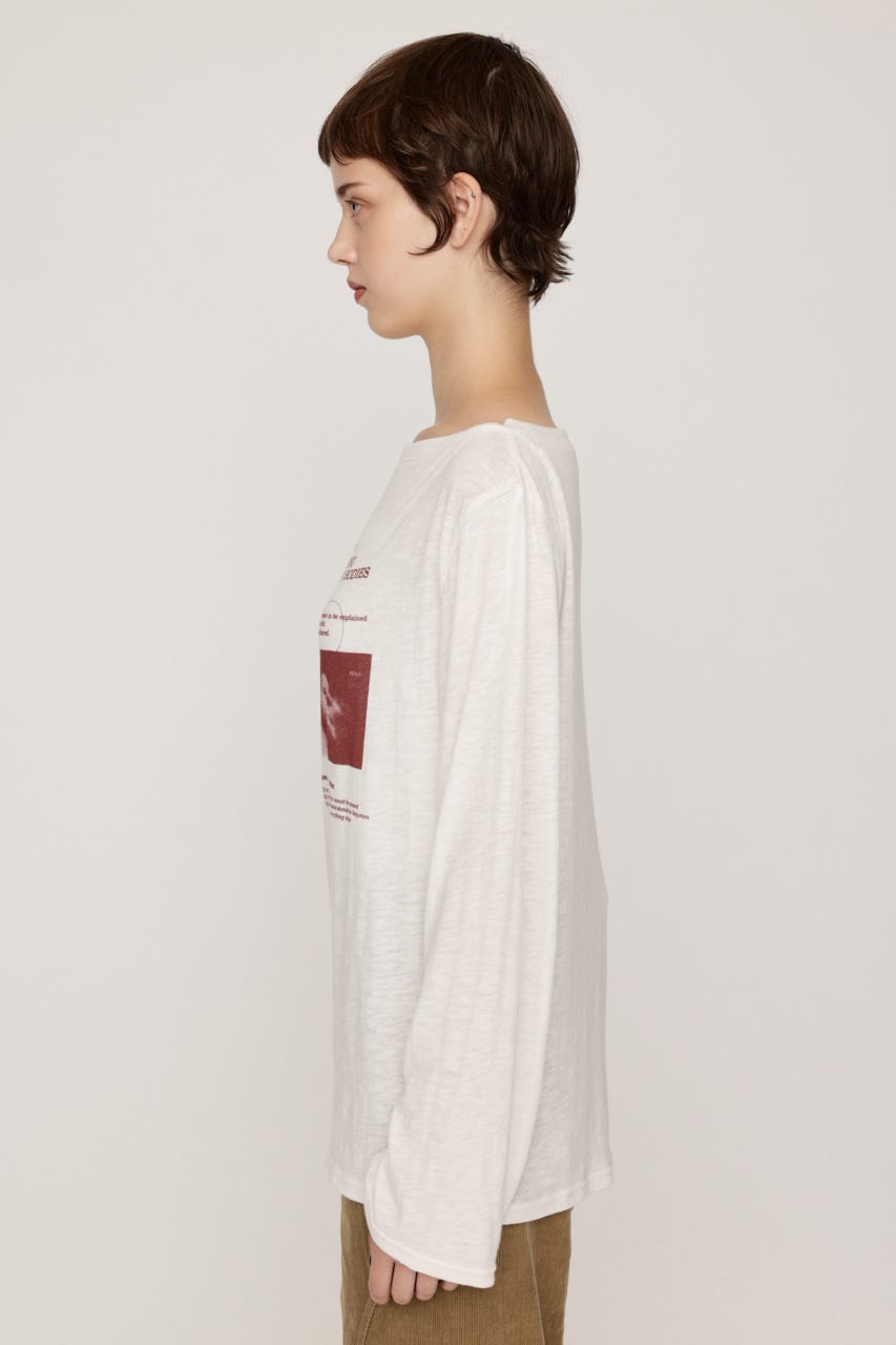 ONE SHOULDER PHOTO LOGO トップス O/WHT FREE