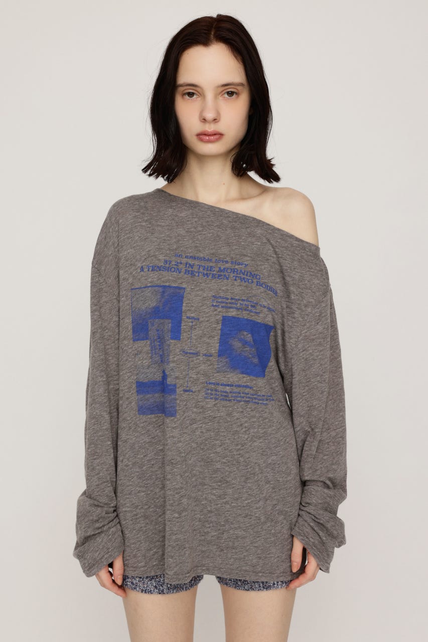 ONE SHOULDER PHOTO LOGO トップス T.GRY FREE