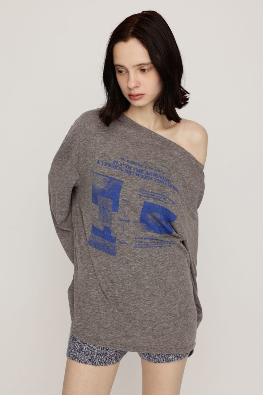 ONE SHOULDER PHOTO LOGO トップス T.GRY FREE