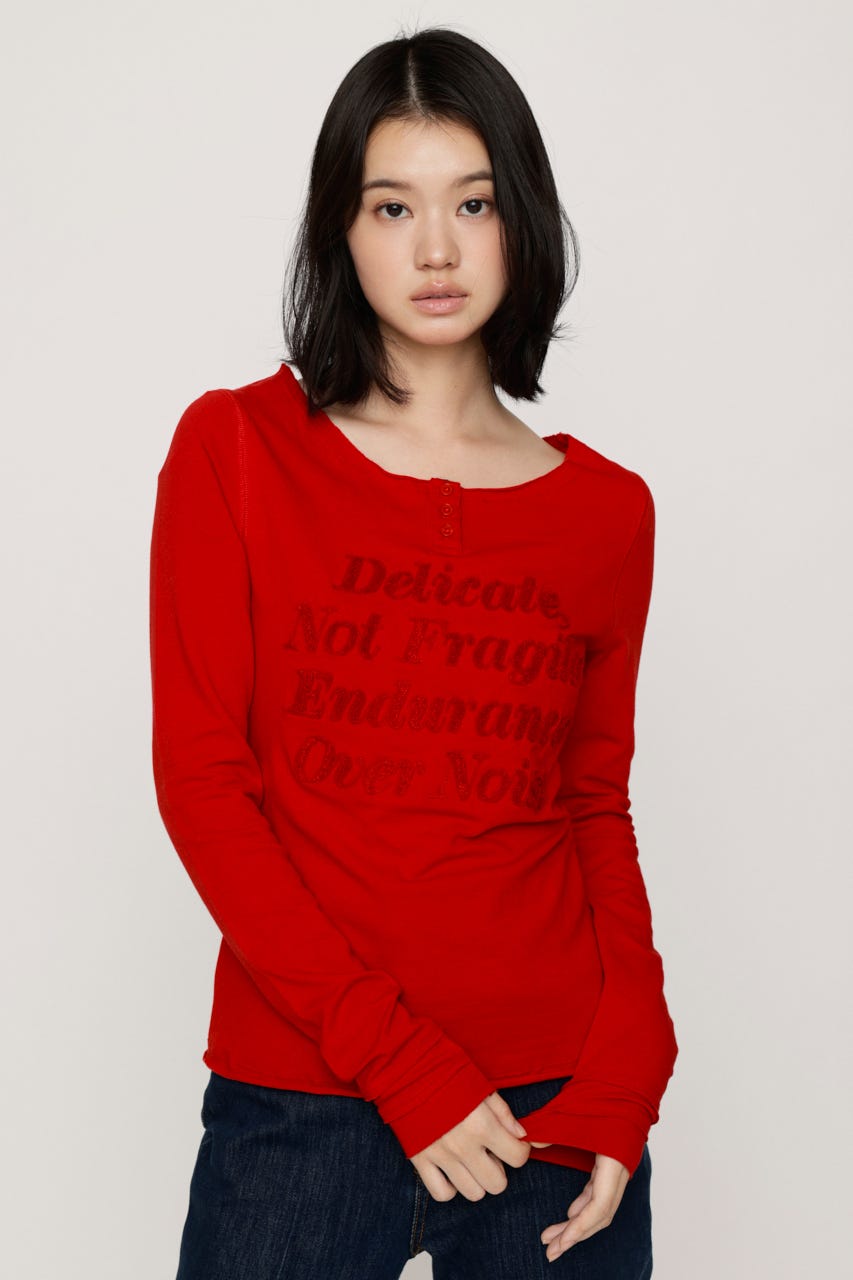 EMBROIDERY LOGO SLIM Tシャツ RED FREE