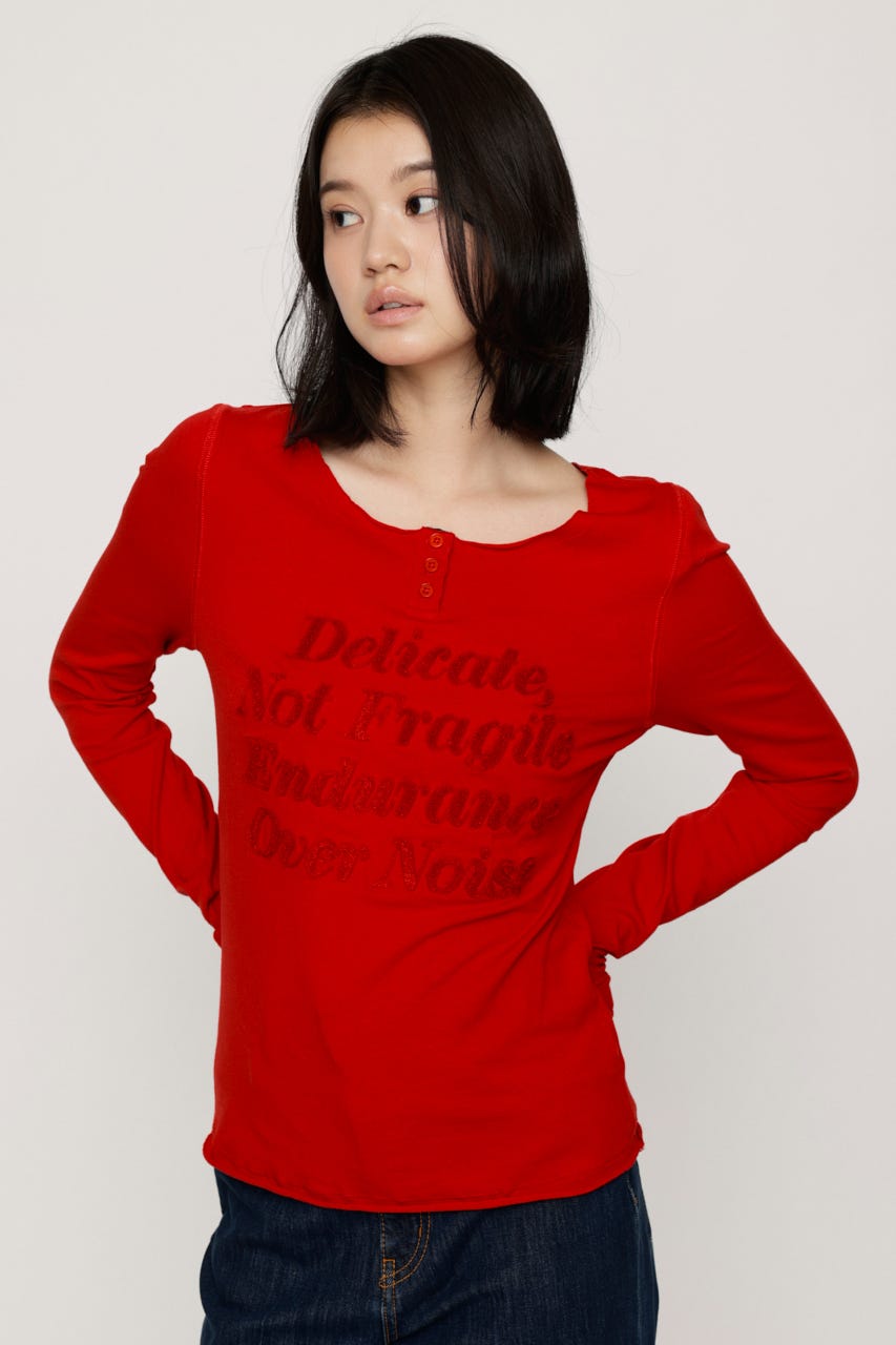 EMBROIDERY LOGO SLIM Tシャツ RED FREE