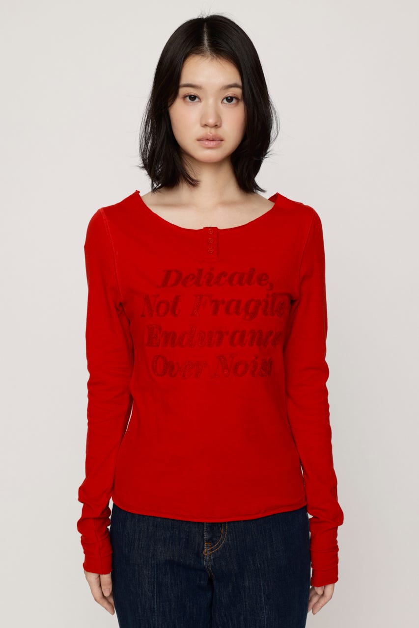 EMBROIDERY LOGO SLIM Tシャツ RED FREE