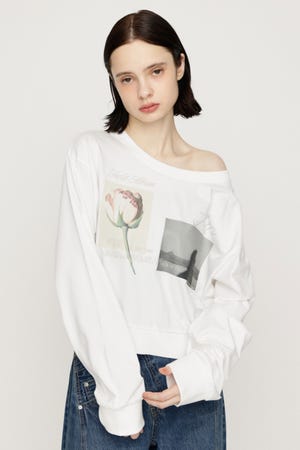 ONE SHOULDER MIX GRAPHIC トップス