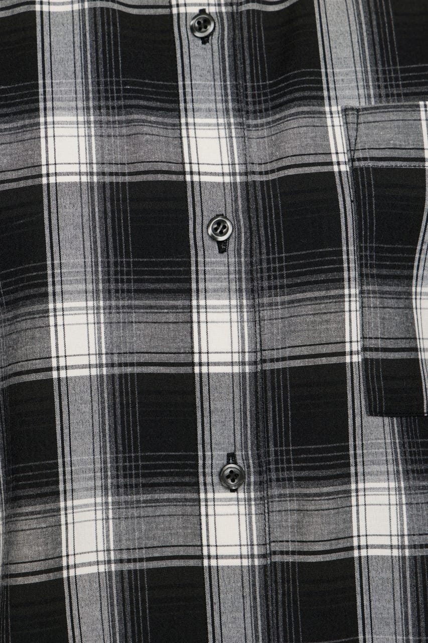 LOOSE CHECK シャツ M/BLK FREE