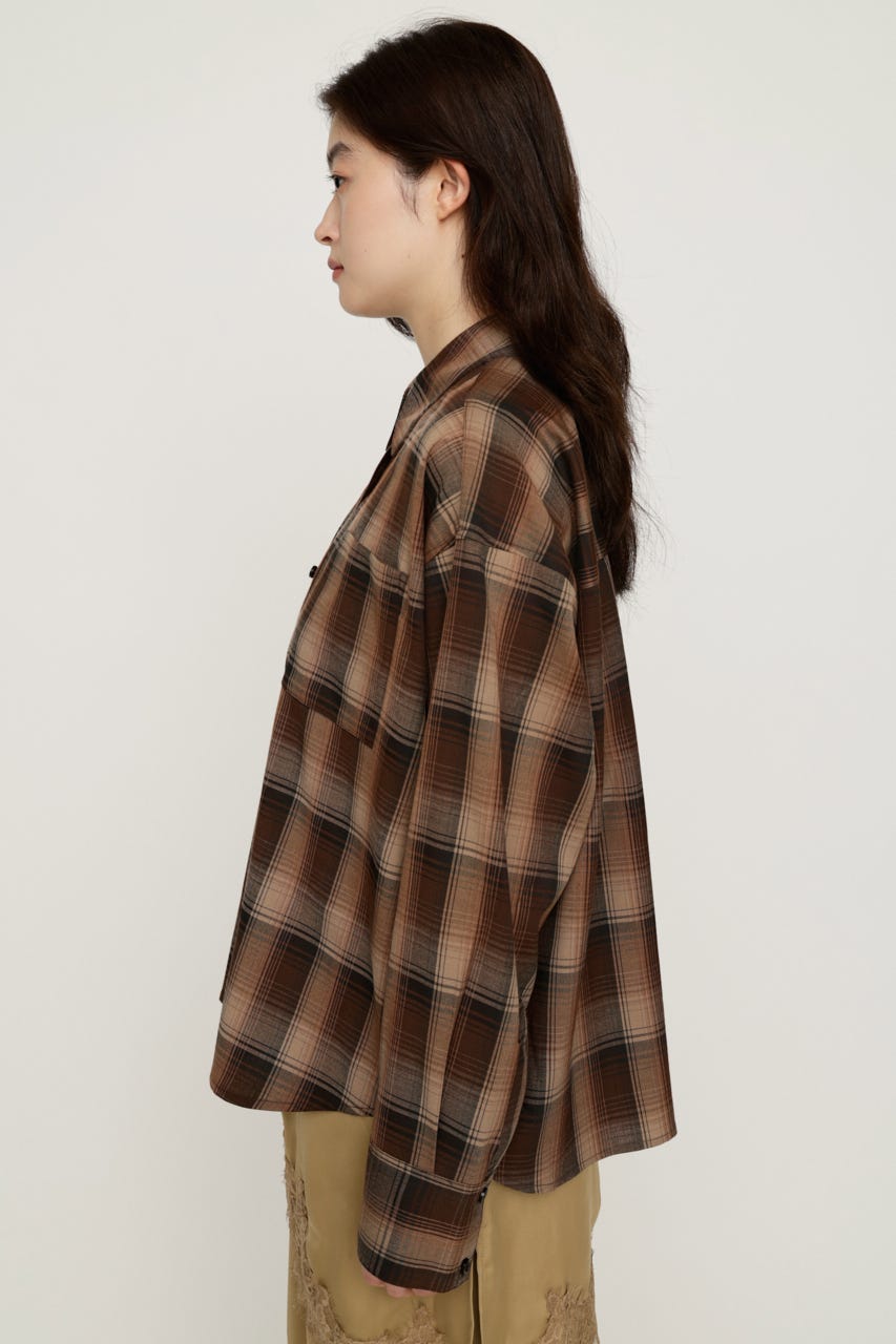 LOOSE CHECK シャツ M/BRN FREE