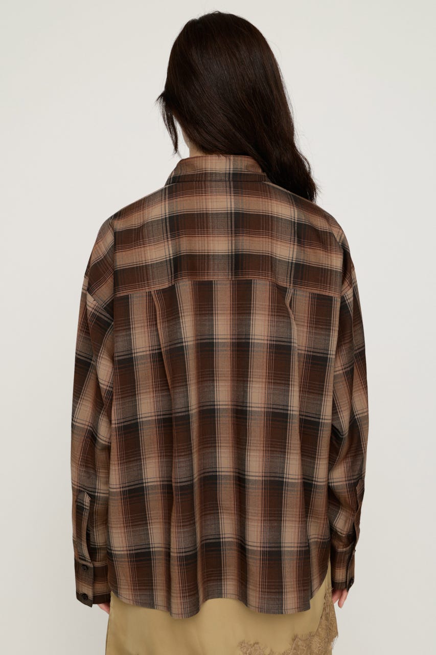 LOOSE CHECK シャツ M/BRN FREE