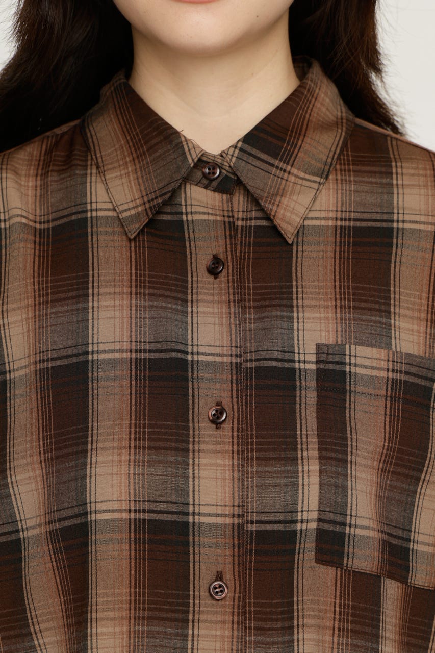 LOOSE CHECK シャツ M/BRN FREE