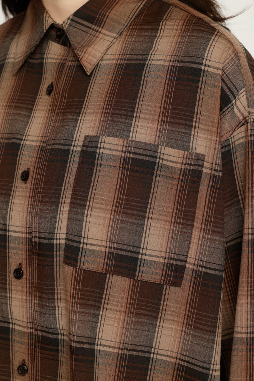 LOOSE CHECK シャツ M/BRN FREE