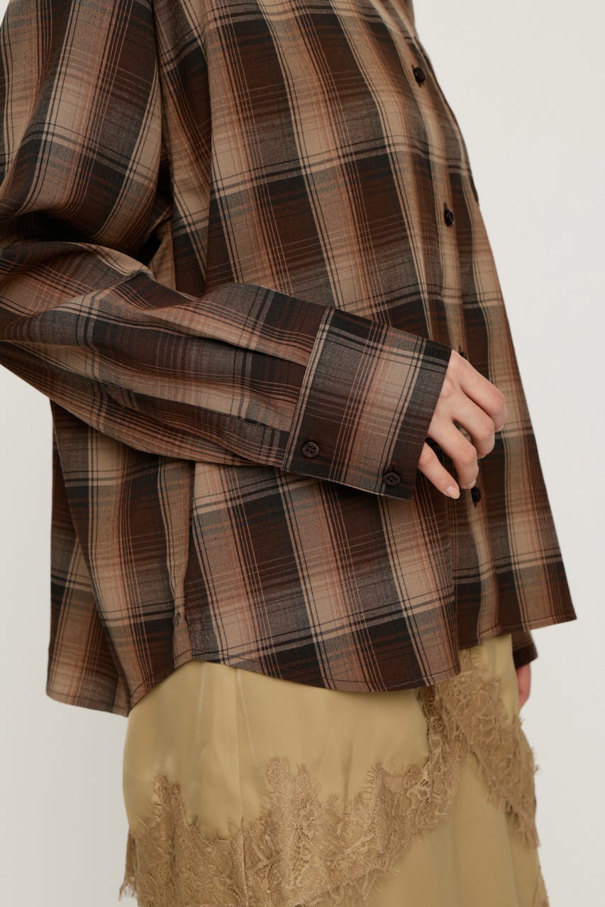 LOOSE CHECK シャツ M/BRN FREE