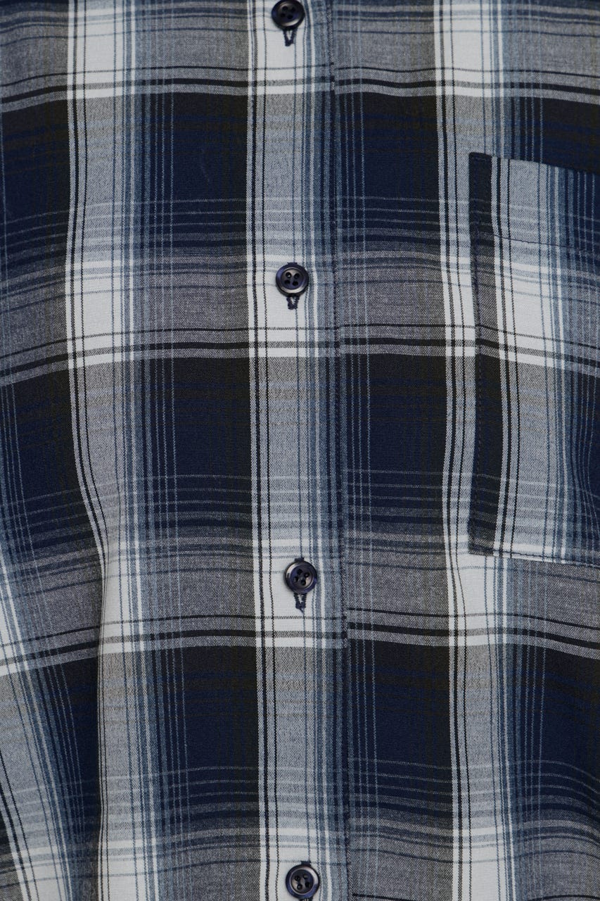 LOOSE CHECK シャツ M/NVY FREE
