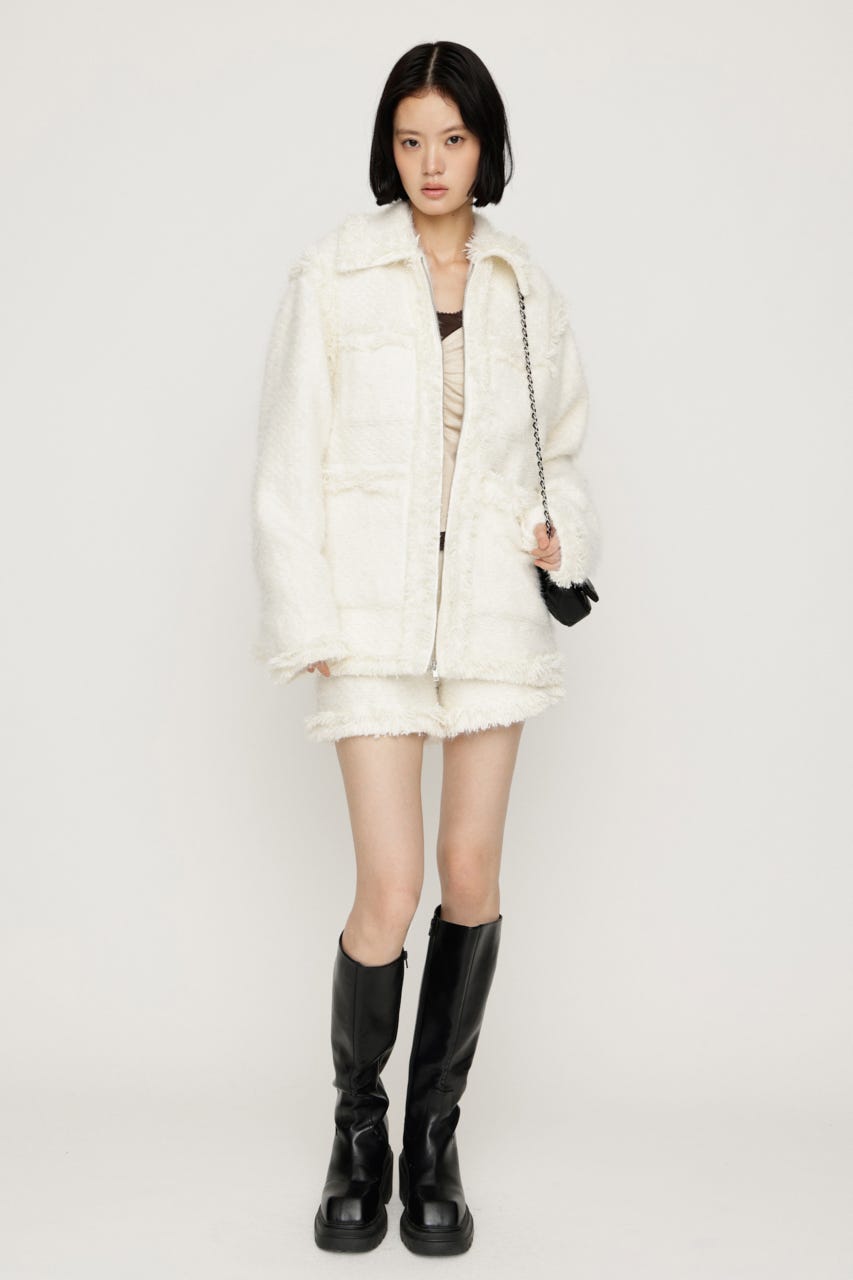 【AW PRE ORDER 第2弾】【LIMITED ITEM】FLUFFY TWEED ジャケット O/WHT FREE