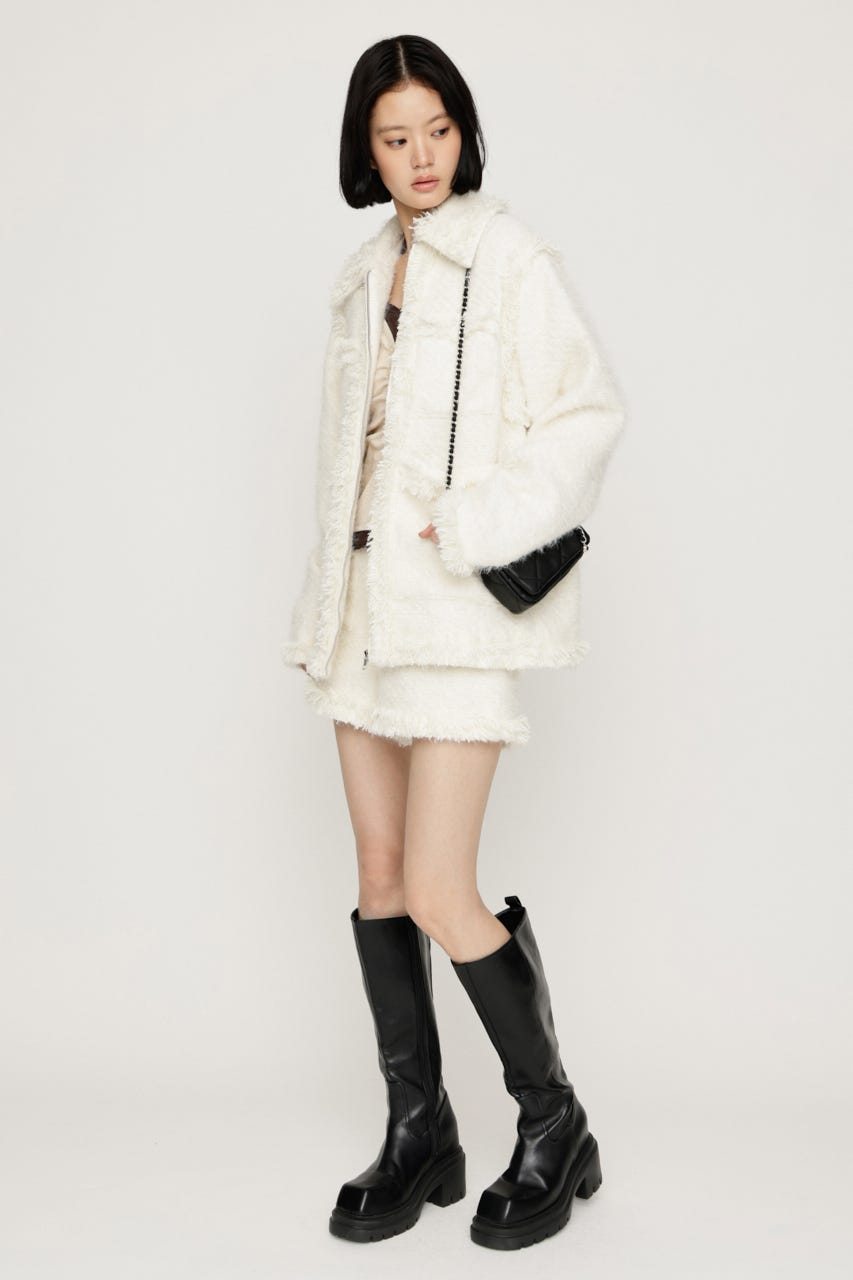 【AW PRE ORDER 第2弾】【LIMITED ITEM】FLUFFY TWEED ジャケット O/WHT FREE