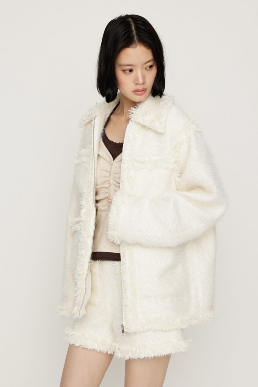 【AW PRE ORDER 第2弾】【LIMITED ITEM】FLUFFY TWEED ジャケット O/WHT FREE