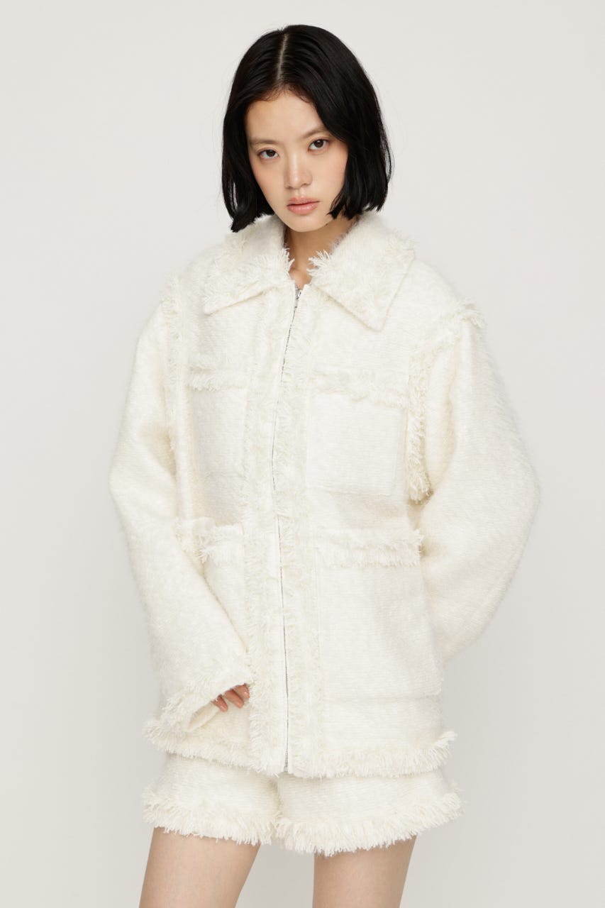 【AW PRE ORDER 第2弾】【LIMITED ITEM】FLUFFY TWEED ジャケット O/WHT FREE