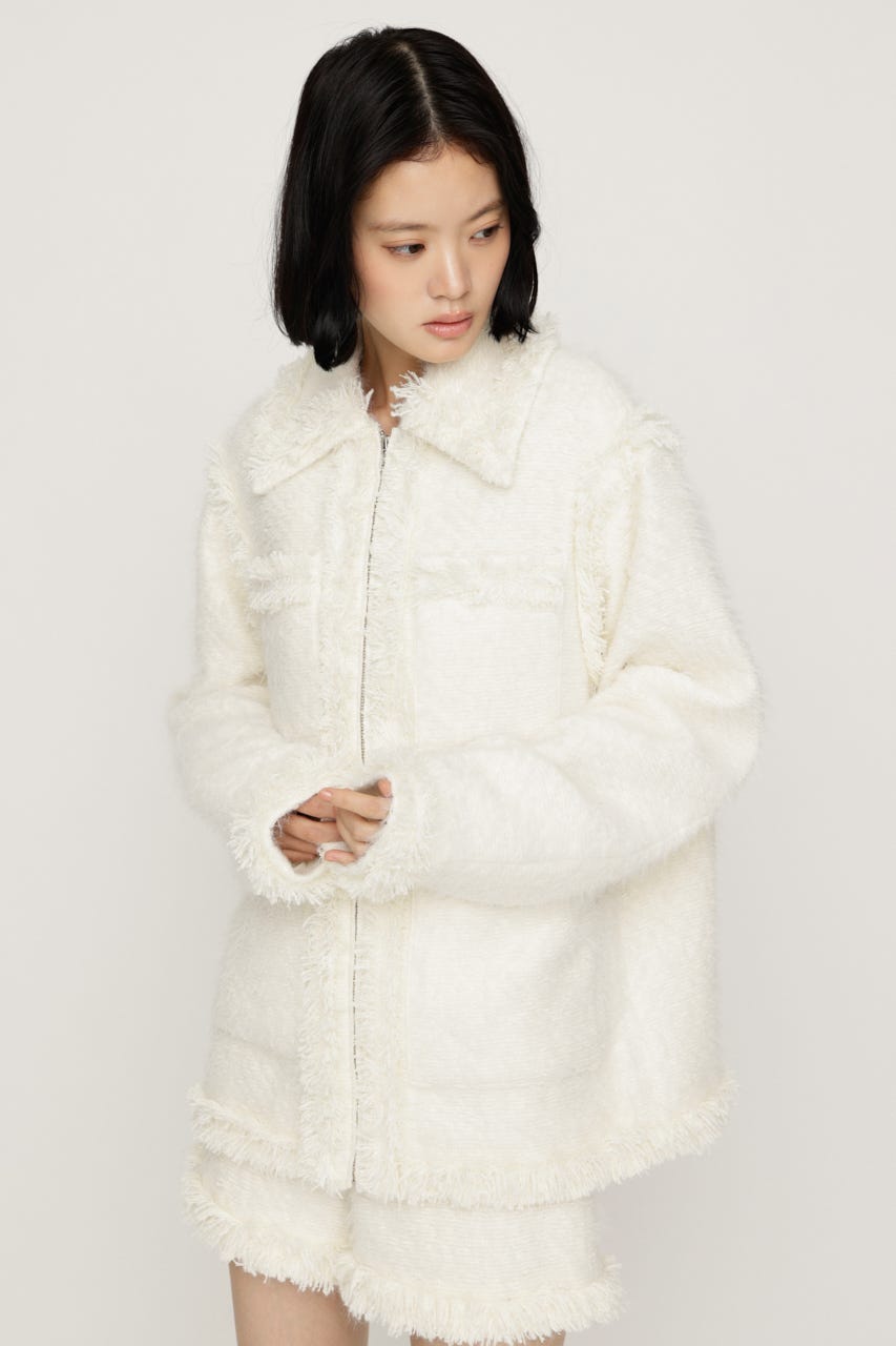 【AW PRE ORDER 第2弾】【LIMITED ITEM】FLUFFY TWEED ジャケット O/WHT FREE