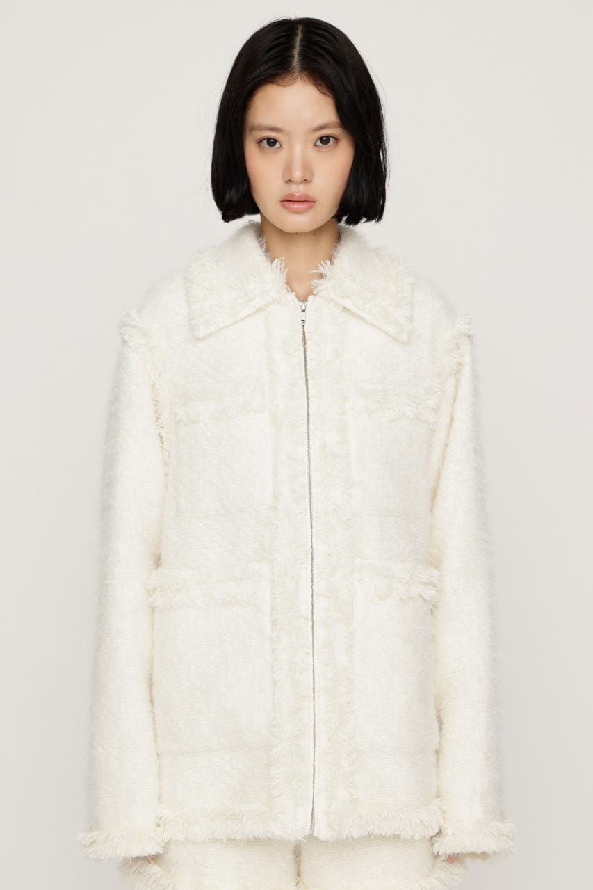 【AW PRE ORDER 第2弾】【LIMITED ITEM】FLUFFY TWEED ジャケット O/WHT FREE