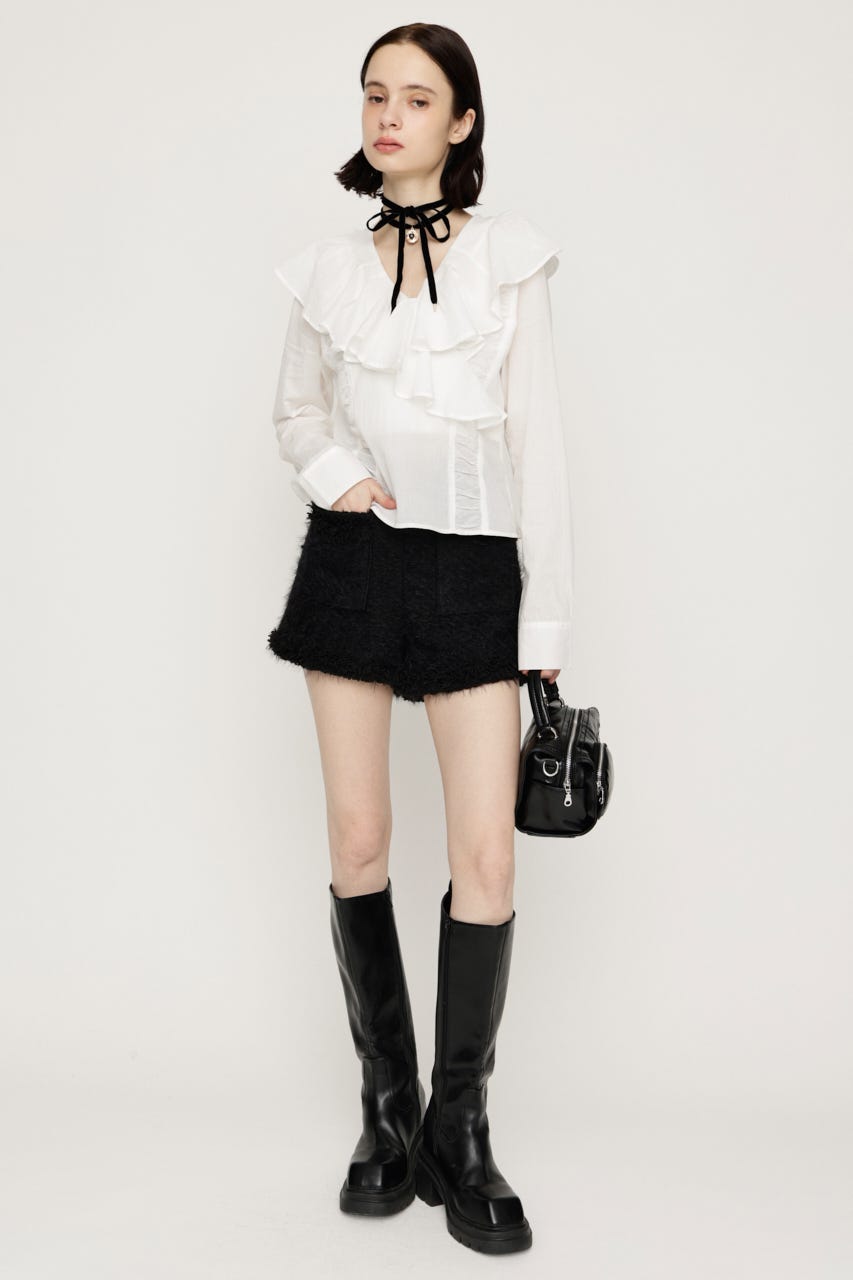 【AW PRE ORDER 第2弾】FLUFFY TWEED ショートパンツ BLK 1