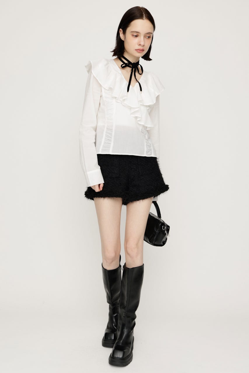 【AW PRE ORDER 第2弾】FLUFFY TWEED ショートパンツ BLK 1