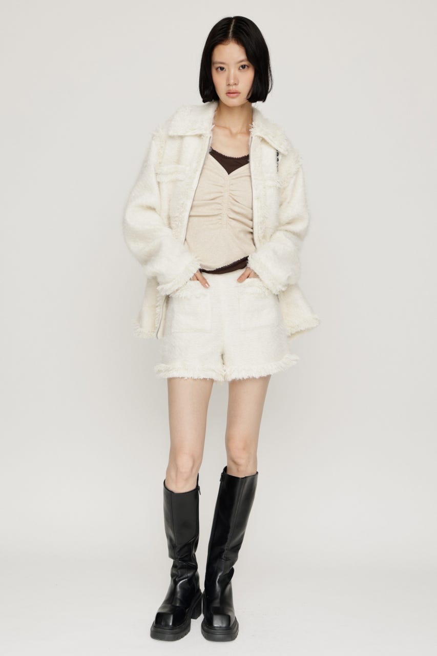【AW PRE ORDER 第2弾】【LIMITED ITEM】FLUFFY TWEED ショートパンツ O/WHT 2
