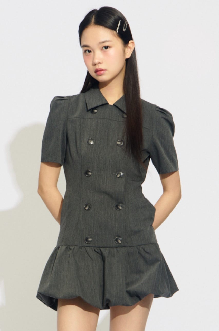 【LIMITED ITEM】DOUBLE BUTTON BALLOON ショートワンピース T.GRY 2